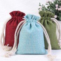 Sac cadeau en lin écologique avec cordon, pochette en jute, Logo personnalisé imprimé, pièces