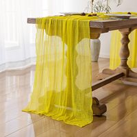 Nappe de table en voile tissée écologique légère, prête à l'emploi, longue bande transparente en tissu drapé pour mariage, dessert, banquet, fête, événement