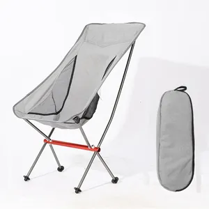 Randonnée en plein air Voyager En aluminium Léger Dos Maille Portable Pliant Camping Lune Chaise