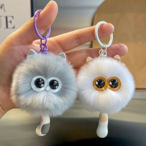 Lindo Llavero de Peluche Portátil con Pompón de Piel Sintética de Conejo (Imitación Nutria), Suave y Ecológico, para Coche, Colgante para Bolso de Mujer - Product Image 4