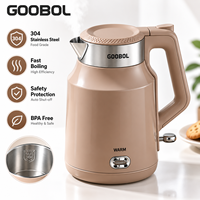 Bouilloire électrique sans fil en acier inoxydable 304, 1500W, pour la préparation du thé, idéale pour les chambres d'hôtel, la maison, la cuisine, le bureau et l'usage quotidien