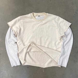 Fabricantes de Camisetas Personalizadas con Estampado, Camiseta de Manga Larga de Doble Capa con <span class=keywords><strong>Dobladillo</strong></span> sin Rematar, Estilo Francés, para Hombre - Product Image 1