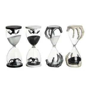 15 Min Wholesale Creative Glass Sand Timer Black Spider Sandglass Hourglass Sandscape For Home Decor