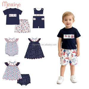 Abbigliamento Smock per Bambini all'Ingrosso, Completi Estivi Ricamati a 2 Pezzi per il 4 Luglio, Vestiti per Bambini Piccoli - Product Image 4