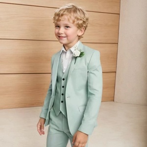 Nuovo Arrivo Estivo: Elegante Completo da Cerimonia per Bambini in Poliestere Tinto in Capo con Stampa Floreale, Ideale per Compleanni e Servizi Fotografici - Stile Piccolo Gentiluomo - Product Image 1