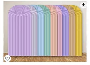 Custom <strong>White</strong> Color Colorful Stripe <strong>Pattern</strong> Printed Arch Backdrop Cover for Events Custom Photography <strong>Background</strong> - Product Image 6