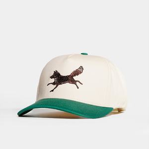 Casquettes Snapback personnalisées à 5 panneaux en coton à deux tons avec logo brodé plat vert - Product Image 2