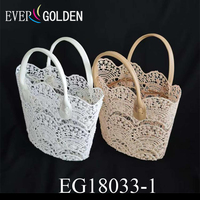 EG18033-1W 22X11X19CM Panier en polyester écologique tissé pour demoiselle d'honneur, sac de shopping en dentelle pour femme, sac de plage, panier en dentelle avec doubles poignées