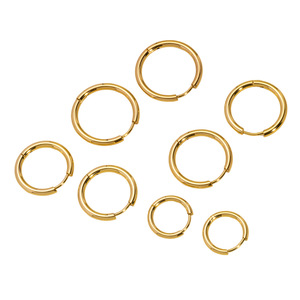 Classic 304 Gold Plated Stainless Steel Hinged <strong>Sleeper</strong> <strong>Earrings</strong> Hoops Circle Huggie <strong>Earring</strong> for Women <strong>Men</strong> DIY <strong>Earrings</strong> Supplies - Product Image 5