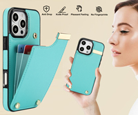 Étui portefeuille à rabat avec blocage RFID, support magnétique, housse de téléphone en cuir souple avec porte-cartes pour Apple 17 Pro Max 16 15 14