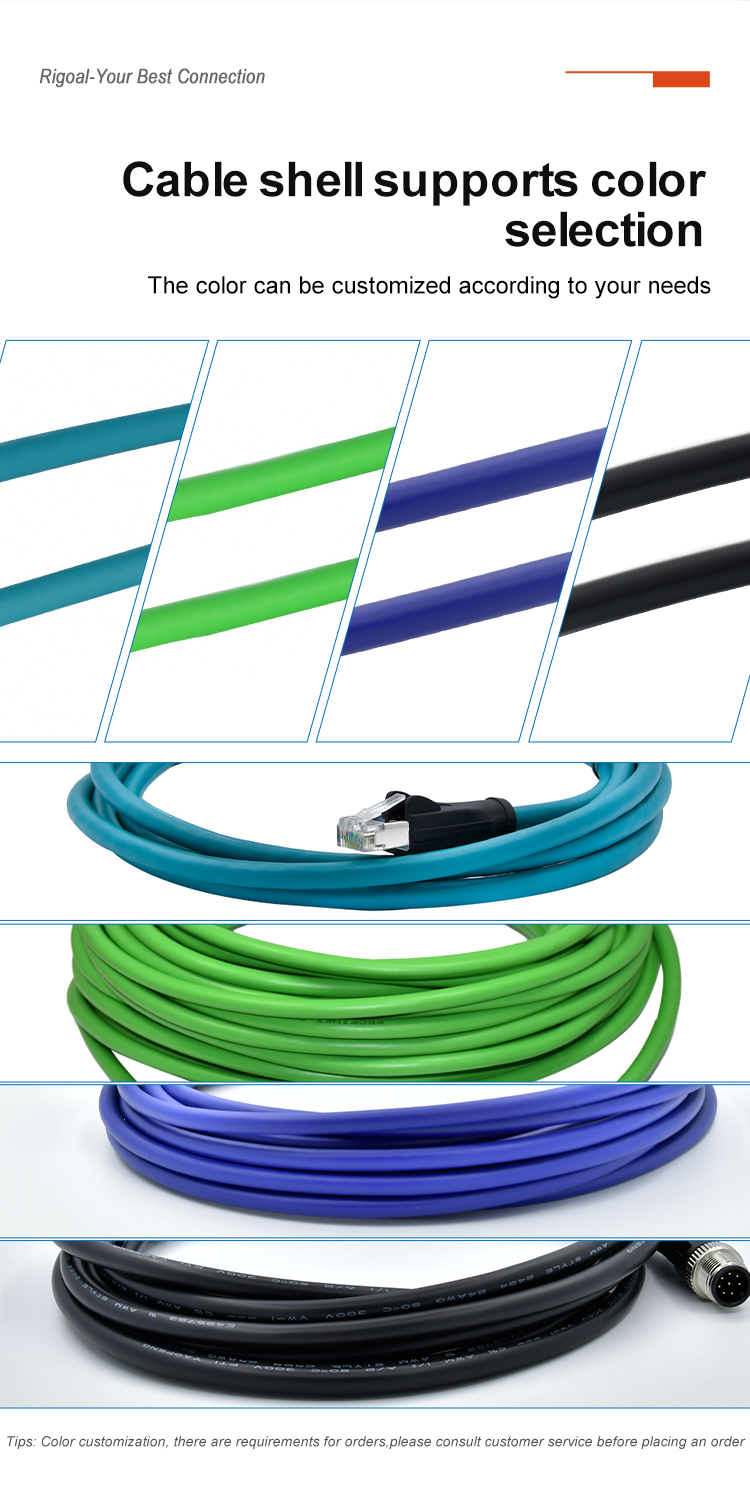 2 - 17 Pin M12 Waterproof Sensor Connector Male Female 1/2/5M PVC PUR Molding Cable