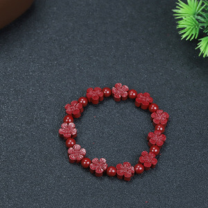 Bracelet Feng Shui Daisy pour femmes, véritable cinabre naturel, bracelet perlé à fleurs <span class=keywords><strong>de</strong></span> prunier pour <span class=keywords><strong>la</strong></span> <span class=keywords><strong>chance</strong></span> et <span class=keywords><strong>la</strong></span> prospérité - Product Image 1