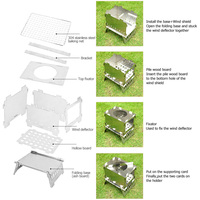 HOMFUL – grille de jardin extérieure, hauteur efficace réglable, barbecue pliable et Portable