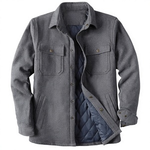 Customizable Mens Woven Casual Stand Autumn Technical Shirt <b>Jacket</b> Lined Heavyweight Brushed Outerwear Private Label Bulk - Product Image 2