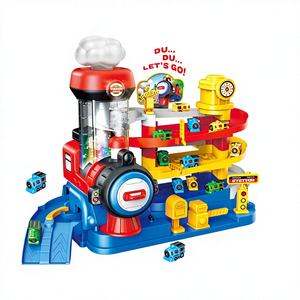 Ensemble de jeu Pray Orbit Adventure Train avec piste de glisse électrique à 4 niveaux, jets de vapeur, lumières, sons, 6 voitures ABS, jouet interactif - Product Image 1