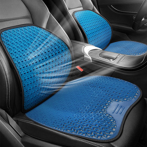 Coussin de siège lombaire oblong en gel nid d'abeille et soie glacée, rafraîchissant et ventilé, toutes saisons, pour la conduite automobile - Product Image 2