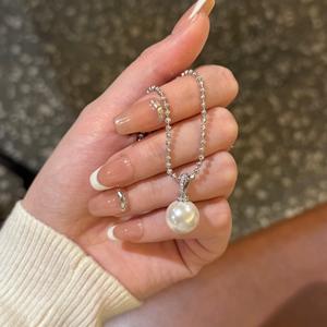 Collar de Plata de Ley S925 con Circonitas Brillantes en Forma de Estrella para Mujer, Versátil, Elegante, con Estilo Fresco y Sencillo, Collares de Perlas - Product Image 3