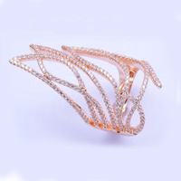 Anneaux en argent plaqué or blanc pour femmes, zircone cubique, double doigt, creux, argent sterling 925