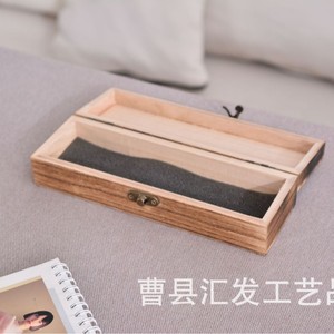 Caja de almacenamiento de madera maciza, joyero rectangular con cerradura de latón para sala de estar, organizador decorativo, color madera original - Product Image 2
