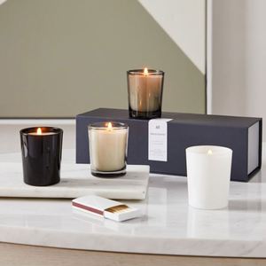 Juego de Velas Aromáticas de Vidrio Hechas a Mano CWM, 4 Frascos Modernos Minimalistas para Cumpleaños, Fiestas, Día del Padre, Año Nuevo Chino - Product Image 1
