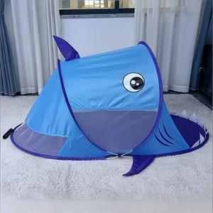 Carpa de Playa para <span class=keywords><strong>Niños</strong></span>, Sin Necesidad de Instalación, Doble Casa de Juegos, Compatible con Dos <span class=keywords><strong>Niños</strong></span>, <span class=keywords><strong>Tela</strong></span> Inflable con Diseño de Tiburón - Product Image 2