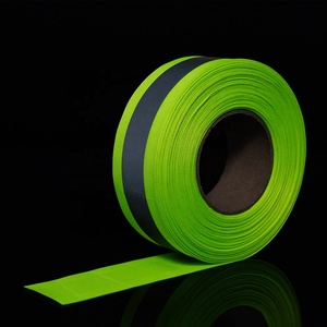 Nhà Máy Tùy Chỉnh Ánh Sáng Cao Truyền Nhiệt Fluo Màu Vàng Màu Xanh Lá Cây Băng Phản Quang Băng Vải Cảnh Báo Dải Cho An Toàn Quần Áo - Product Image 5