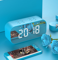 Speaker Mini Portabel Nirkabel Stereo AFK dengan Fungsi Jam Alarm Speaker Bluetooth BT Cermin Speaker Subwoofer