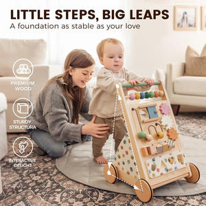 Instelbare Snelheid Montessori Houten <span class=keywords><strong>Baby</strong></span> Rollator Educatief Push Speelgoed Voor De Ontwikkeling Van Kinderen - Product Image 2