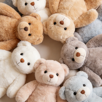 Jouets en peluche personnalisés pour enfants, mignons, kawaii, style dessin animé, animaux en peluche pastel, ours en peluche moelleux, cadeaux pour enfants