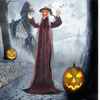 Badut Hantu & Penyihir Berteriak LED yang Diaktifkan Suara, Dekorasi Rumah Hantu Halloween, Perlengkapan Ruang Pelarian di Halaman