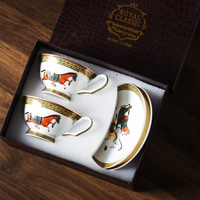Tasse à café de luxe à motif cheval, ensemble cadeau de tasses à thé en porcelaine fine, fournitures de bureau et de restaurant, décoration intérieure, vente en gros