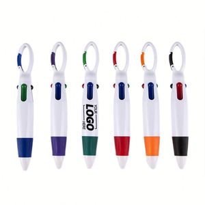 Stylos rétractables personnalisés : 4 couleurs néon en un seul modèle avec clip de fixation et mousqueton pour le bureau, l'école, les étudiants, les cadeaux - Product Image 1