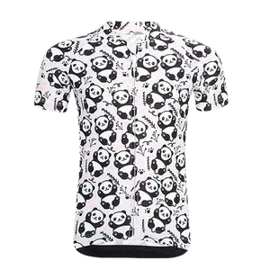 Cheji Jersey lengan pendek anak laki-laki, pakaian balap sepeda desain Panda lucu berongga cepat kering musim panas