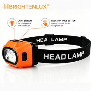 Lampe frontale LED rechargeable Type-C 200LM avec détecteur de mouvement, lumière blanche chaude et rouge, idéale pour la course et le camping (vente en gros) - Product Image 4