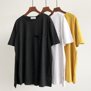 <span class=keywords><strong>Camiseta</strong></span> de Verano para <span class=keywords><strong>Mujer</strong></span>, Diseño Nuevo, Venta al <span class=keywords><strong>Por</strong></span> Mayor, Casual, Ecológica, con Bolsillo, 100% Algodón de Calidad, Cuello Redondo, Abertura Lateral, a la Moda - Product Image 2