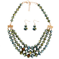 Kalung Manik Kristal YWJC 8mm 10mm, Kalung Rantai Pendek Multi-layer untuk Wanita, Kalung Manik Rondelle Modis
