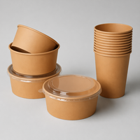 Bol en papier kraft jetable personnalisable de qualité alimentaire, étanche, avec logo, écologique et biodégradable pour soupes de nouilles