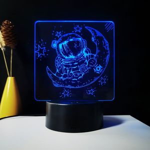 Đèn ngủ 3D hiện đại bằng acrylic, đèn LED nhiều màu sắc, dành cho phòng thiếu niên, hình phi hành gia trên mặt trăng - Product Image 6