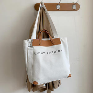 <span class=keywords><strong>Sac</strong></span> fourre-tout en toile de coton de grande capacité avec fermeture à glissière imperméable et écologique à long manche avec logo imprimé personnalisé - Product Image 6
