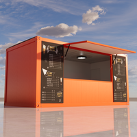 Restaurant conteneurisé, panneaux sandwich préfabriqués, conteneur plat, design moderne, utilisation hôtelière, cuisine, café