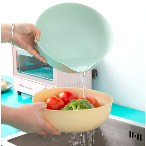 Double Layer Plastic <b>Colander</b> Vegetable Washing Basket Kitchen Drain Basin Fruit <b>Strainer</b> Nordic Style Light Blue Dark Green - Product Image 1