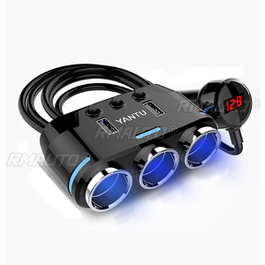 YANTU <b>12V</b>-24V Car Charger Charging Port 3.1A QC3.0 Fast Charger Car Power <b>Socket</b> With 3 Charging Cable - Product Image 1