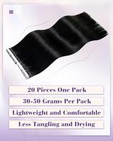 Extensions de cheveux humains brésiliens Remy à bandes adhésives 2026, 14-24 pouces, noir jais 1B, brun foncé, 20 pièces, 50g, double trame machine, double tirage