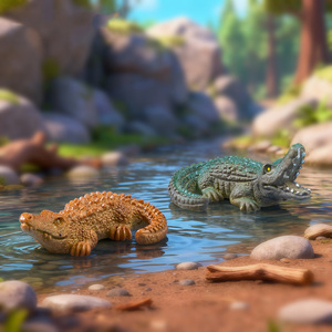 Statuette de crocodile miniature en résine, figurines d'animaux pour la décoration de pelouse, jardin et bonsaï, accessoires en sachet surprise - Product Image 3