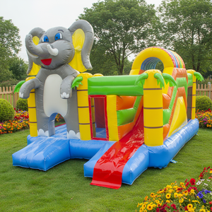 Château gonflable à thème éléphant avec toboggan, prix d'usine, pour jeux à domicile, en extérieur et événements - Product Image 1