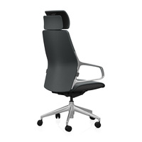Chaise de bureau exécutive ergonomique moderne en cuir Napa italien gris carbone avec accoudoirs fixes en mousse PU pour usage domestique et professionnel, modèle Présidentiel