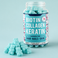 Gummies beauté pour cheveux, ongles et peau avec biotine, collagène, kératine, complément alimentaire, 14 nutriments