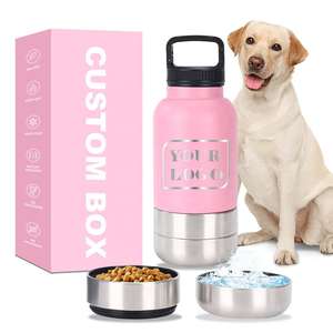 Botella de Agua 3 en 1 de Acero Inoxidable para Mascotas, Botella de Agua para Perros con Contenedor de Comida para Perros, Botella para Perros para Acampar al Aire Libre - Product Image 1