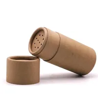 Tube en papier kraft rond personnalisé pour aliments, contenant de poudre libre avec tamis, boîte à sel de bain et épices avec couvercle doseur