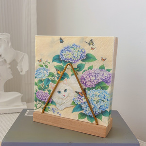 New cross-border kitten print napkins, party <b>tissues</b>, <b>colorful</b> floral kitten disposable napkins. - Product Image 1